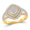 Image 1 : Womens Round Diamond Offset Square Cluster Ring 1/4 Cttw 10kt Yellow Gold - REF-20W5K