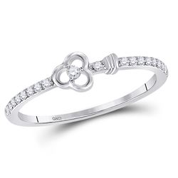 Womens Round Diamond Spade Stackable Band Ring 1/6 Cttw 10kt White Gold - REF-10X5A