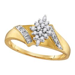 Womens Round Diamond Cluster Ring 1/10 Cttw 10kt Yellow Gold - REF-18H9R