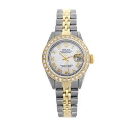 Rolex Pre-owned 26mm Womens Custom White Mother of Pearl Two Tone - REF-520X4K