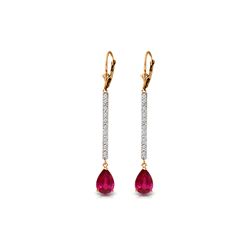 Genuine 3.6 ctw Ruby & Diamond Earrings 14KT Rose Gold - REF-70X3M