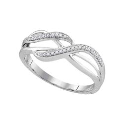 Womens Round Diamond Band Ring 1/10 Cttw 10kt White Gold - REF-9K5Y