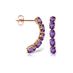 Genuine 2.5 ctw Amethyst Earrings 14KT Rose Gold - REF-37P4H