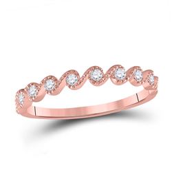 Womens Round Diamond Stackable Band Ring 1/6 Cttw 10kt Rose Gold - REF-13K9Y