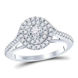 Round Diamond Solitaire Bridal Wedding Engagement Ring 1/2 Cttw 10kt White Gold - REF-38Y9N