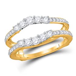 Womens Round Diamond Wedding Wrap Ring Guard Enhancer 3/4 Cttw 14kt Yellow Gold - REF-65W5K