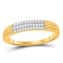 Womens Round Diamond Triple Row Band Ring 1/12 Cttw 10kt Yellow Gold - REF-9N5F