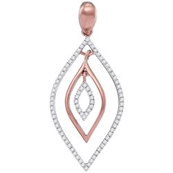 Womens Round Diamond Triple Nested Oval Outline Pendant 1/4 Cttw 10kt Rose Gold - REF-18K5Y