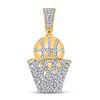 Image 1 : Mens Round Diamond Sports Basketball Charm Pendant 3/4 Cttw 10kt Yellow Gold - REF-41M9H