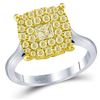 Image 1 : Princess Yellow Diamond Solitaire Bridal Wedding Ring 1 Cttw 14kt Two-tone Gold - REF-93H9R