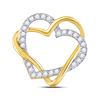 Image 1 : Womens Round Diamond Double Heart Pendant 1/4 Cttw 10kt Yellow Gold - REF-16W9K