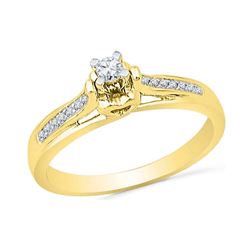 Womens Round Diamond Solitaire Promise Ring 1/6 Cttw 10kt Yellow Gold - REF-16F9W