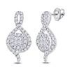 Image 1 : Womens Princess Round Diamond Cluster Earrings 1/2 Cttw 14kt White Gold - REF-41Y5N