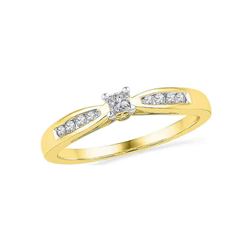 Womens Round Diamond Solitaire Promise Ring 1/5 Cttw 10kt Yellow Gold - REF-19W9K