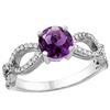 Image 1 : 1 CTW Amethyst & Diamond Ring 14K White Gold - REF-49V6R