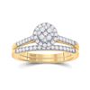 Image 1 : Round Diamond Cluster Bridal Wedding Ring Band Set 1/2 Cttw 14kt Yellow Gold - REF-36N9F