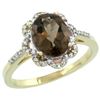 Image 1 : 1.94 CTW Quartz & Diamond Ring 14K Yellow Gold - REF-45R8H