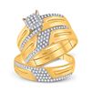 Image 1 : His Hers Round Diamond Cluster Matching Wedding Set 1/2 Cttw 10kt Yellow Gold - REF-43W5K