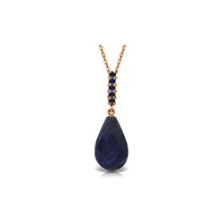 Genuine 9 ctw Sapphire Necklace 14KT Rose Gold - REF-30R6P