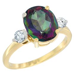 2.60 CTW Mystic Topaz & Diamond Ring 14K Yellow Gold - REF-68M6K