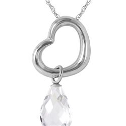 Genuine 2.25 ctw White Topaz Necklace 14KT White Gold - REF-27R4P