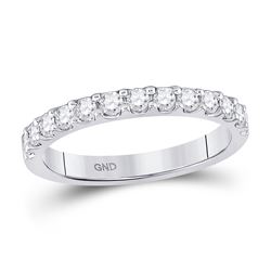 Womens Round Diamond Wedding Single Row Band 1/2 Cttw 14kt White Gold - REF-41M5H