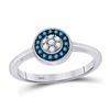 Image 1 : Womens Round Blue Color Enhanced Diamond Cluster Ring 1/5 Cttw 10kt White Gold - REF-16M5H