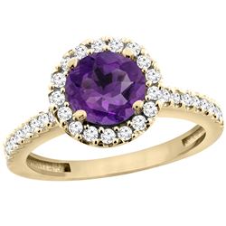 1.13 CTW Amethyst & Diamond Ring 14K Yellow Gold - REF-60X5M