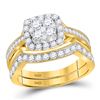 Image 1 : Round Diamond Cluster Bridal Wedding Ring Band Set 1 Cttw 14kt Yellow Gold - REF-71R9X