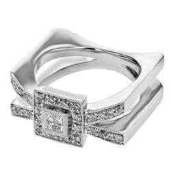 0.40 CTW Diamond Ring 14K White Gold - REF-81M4F