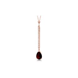 Genuine 1.80 ctw Garnet & Diamond Necklace 14KT Rose Gold - REF-33Y4F