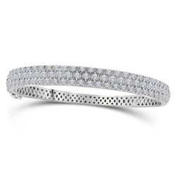 Womens Round Diamond Bangle Bracelet 2-1/2 Cttw 14kt White Gold - REF-197M5H