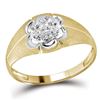 Image 1 : Mens Round Diamond Matte Cluster Ring .02 Cttw 14kt Yellow Gold - REF-16K5Y