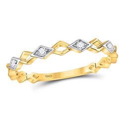 Womens Round Diamond Stackable Band Ring 1/20 Cttw 10kt Yellow Gold - REF-8X5A