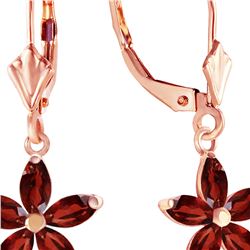 Genuine 2.8 ctw Garnet Earrings 14KT Rose Gold - REF-46W7Y