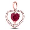 Image 1 : Womens Heart Lab-Created Ruby Fashion Pendant 1-1/4 Cttw 10kt Rose Gold - REF-25X9A