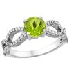 Image 1 : 1 CTW Peridot & Diamond Ring 10K White Gold - REF-49Y6V