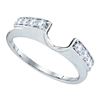 Image 1 : Womens Round Diamond Ring Guard Wrap Solitaire Enhancer 1/4 Cttw 14kt White Gold - REF-26F5W