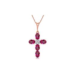 Genuine 1.88 ctw Pink Topaz & Diamond Necklace 14KT Rose Gold - REF-39P8H