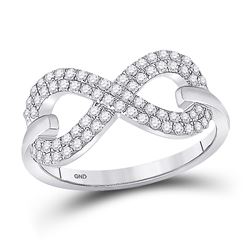 Womens Round Diamond Infinity Ring 1/3 Cttw 10kt White Gold - REF-23R9X