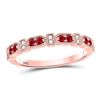 Image 1 : Womens Round Ruby Diamond Stackable Band Ring 1/4 Cttw 10kt Rose Gold - REF-16N9F