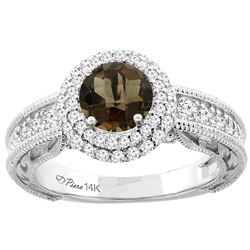 1.45 CTW Quartz & Diamond Ring 14K White Gold - REF-86R6H