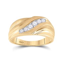 Mens Round Diamond Wedding Band Ring 1/3 Cttw 10kt Yellow Gold - REF-40Y9N