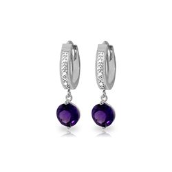 Genuine 2.63 ctw Amethyst & Diamond Earrings 14KT White Gold - REF-54R9P