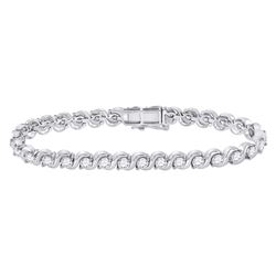 Womens Round Diamond Studded Tennis Bracelet 4 Cttw 14kt White Gold - REF-329F5W