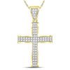 Image 1 : Mens Round Diamond Roman Cross Charm Pendant 1 Cttw 10kt Yellow Gold - REF-65R5X