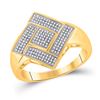 Image 1 : Mens Round Diamond Diagonal Offset Square Ring 1/3 Cttw 10kt Yellow Gold - REF-37F9W