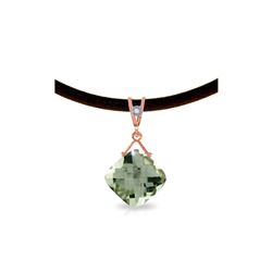 Genuine 8.76 ctw Green Amethyst & Diamond Necklace 14KT Rose Gold - REF-30Y6F