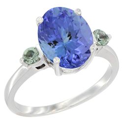 2.63 CTW Tanzanite & Green Sapphire Ring 14K White Gold - REF-63A7X