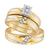 Image 1 : His Hers Round Diamond Square Matching Wedding Set 1/5 Cttw 10kt Yellow Gold - REF-27N9F